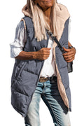 PRETTYGARDEN Womens Fall Reversible Long Vests Sleeveless Fleece Jacket Zip Up Hoodie Pockets Warm Coat Winter Clothing