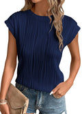 PRETTYGARDEN Blouses for Women Dressy Casual Spring Summer Business Office Tops Cap Sleeve Textured Cute Work Shirt