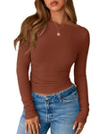 FreshPretty Womens Long Sleeve Tops Fall Fashion Ribbed Slim Fit Y2K Boat Neck T Shirts Casual Going Out Workout Outfits