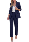 PRETTYGARDEN Two Piece Sets for Women Dressy Pant Suits Lapel Blazer,Straight Leg Dress Pants,Professional Interview Suit Set,Business Casual Outfits,Office Work Clothes,Fall Winter