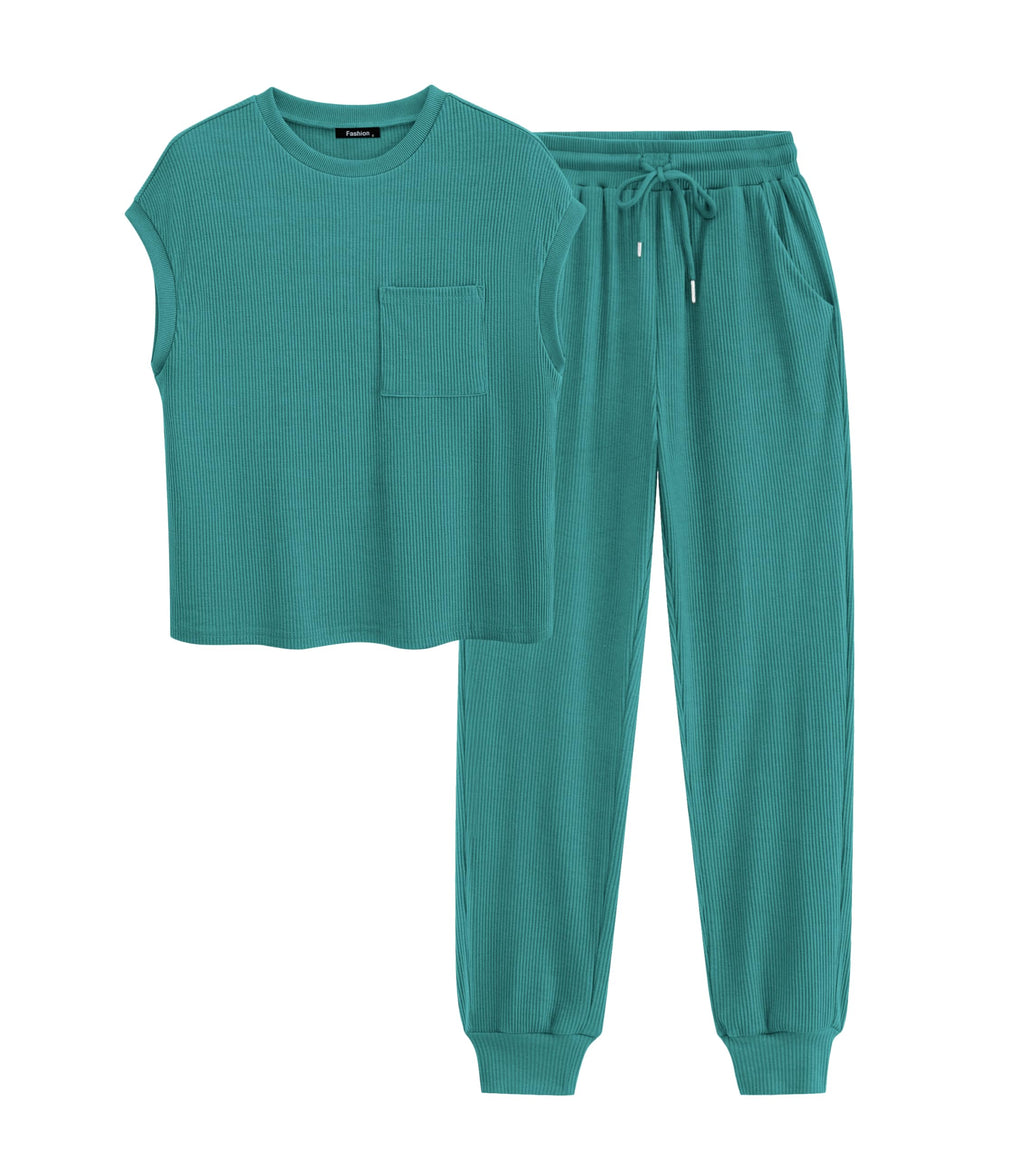 BTFBM Women's Two Piece Tracksuit Outfits Summer Short Sleeve Tops Long Pants Jogger Lounge Matching Sets Sweatsuit