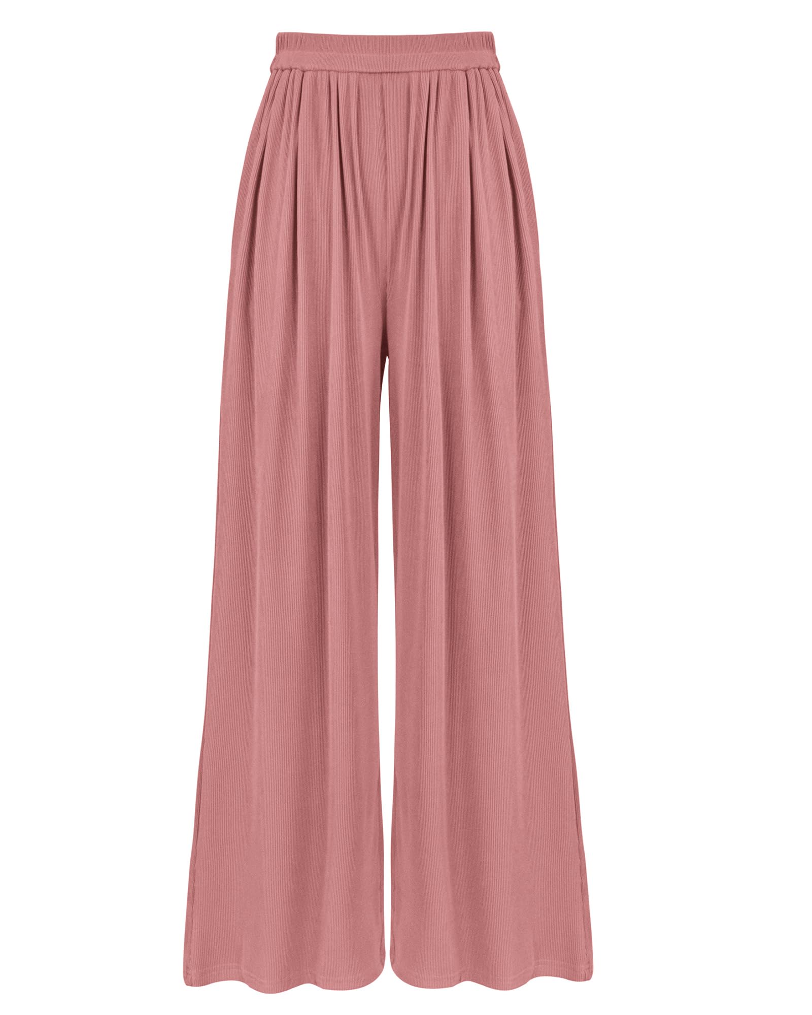 BTFBM Palazzo Pants for Women Spring Summer Clothes Pockets High Waist Casual Knit Flowy Wide Leg Trousers