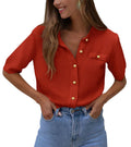 PRETTYGARDEN Women's Summer Button Down Shirts Casual Short Sleeve Crew Neck Ribbed Knit Blouse Top Cardigans