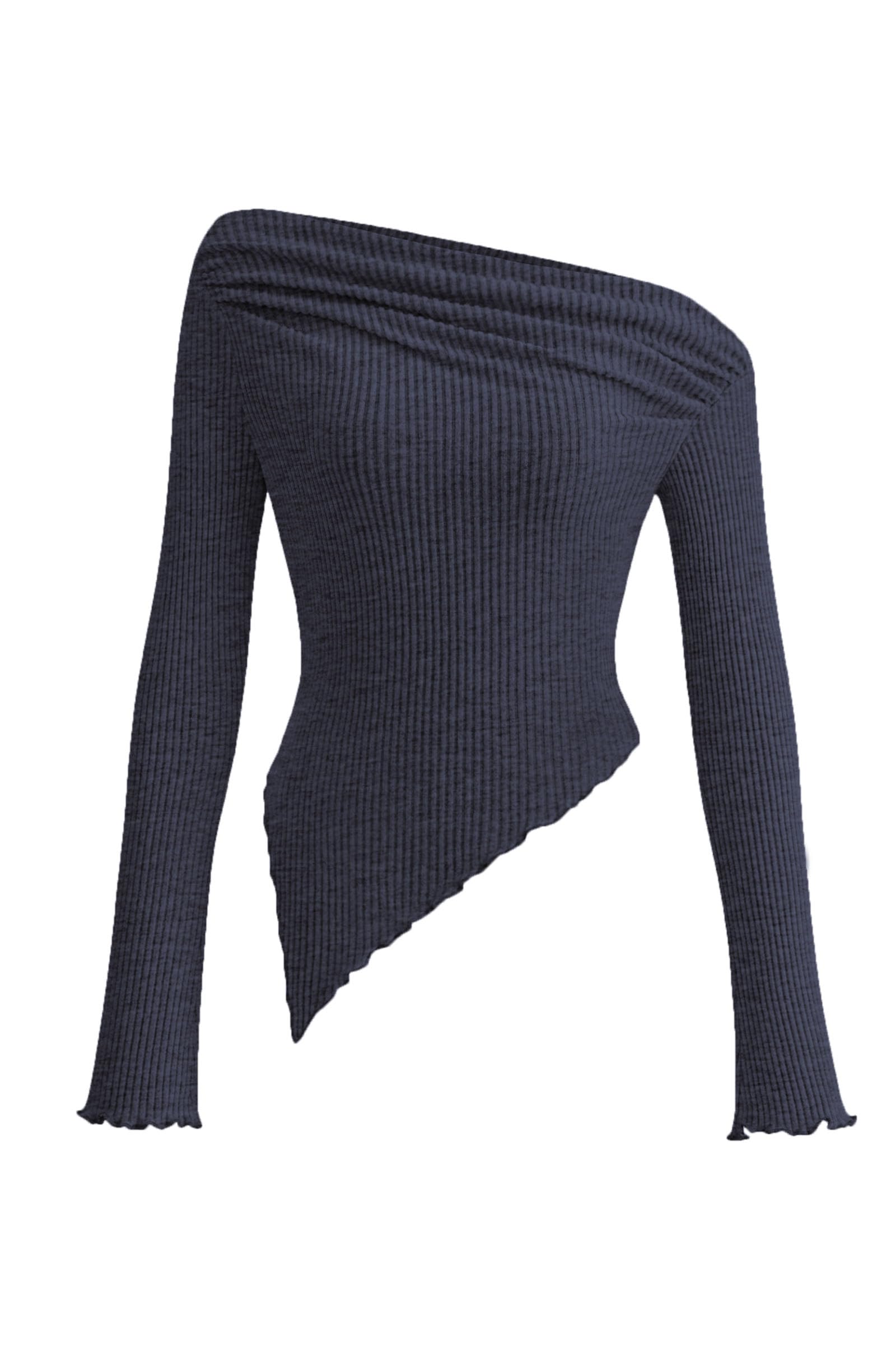 PRETTYGARDEN Women's Spring Long Sleeve Y2K Crop Top Trendy Off Shoulder Asymmetrical Fitted Knit Tee Shirts Going Out Tops