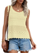 PRETTYGARDEN Womens Crochet Tank Tops Summer Spring Boho Sleeveless Cute Knit Sweater Vest Trendy Beach
