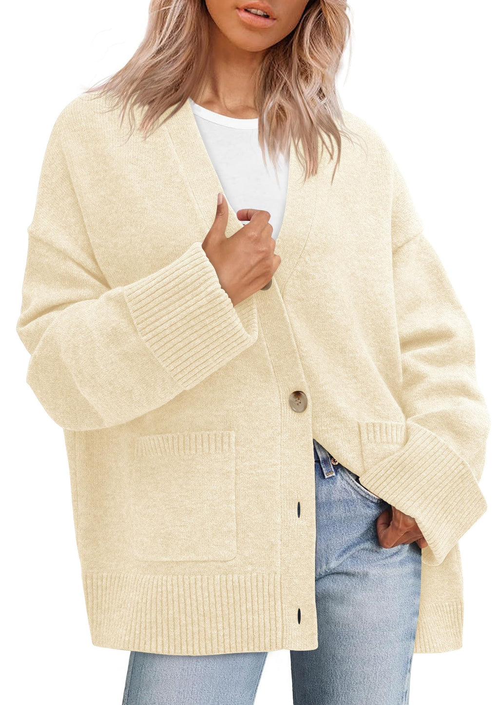PRETTYGARDEN Women's Oversized Cardigan Sweaters Trendy Chunky Knit Long Sleeve V Neck Button Down Fall Winter Outfits