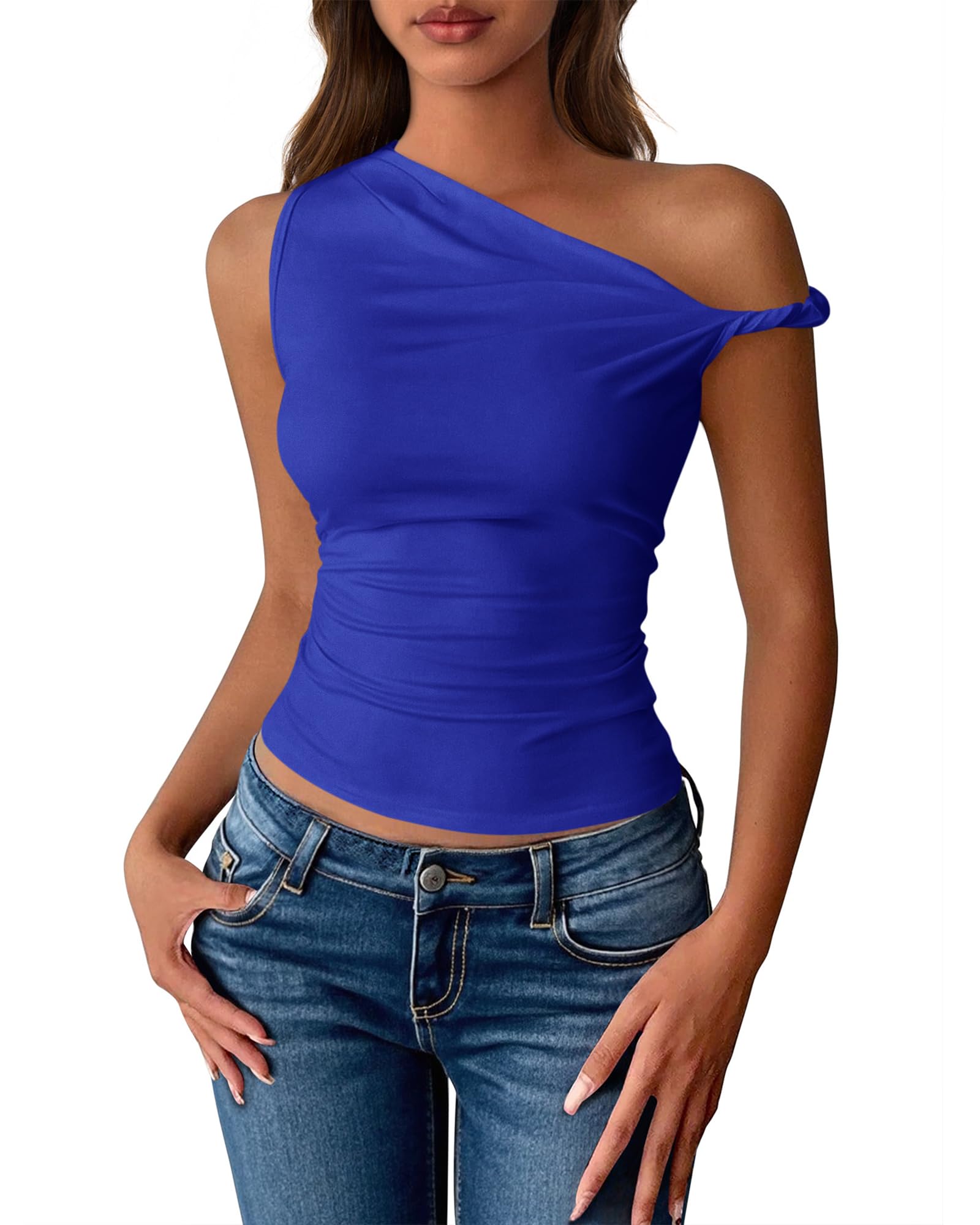 FreshPretty Off The Shoulder Tops for Women Cute Summer Casual Sleeveless Slim Fit y2k Spring Outfits Going Out Tank Top