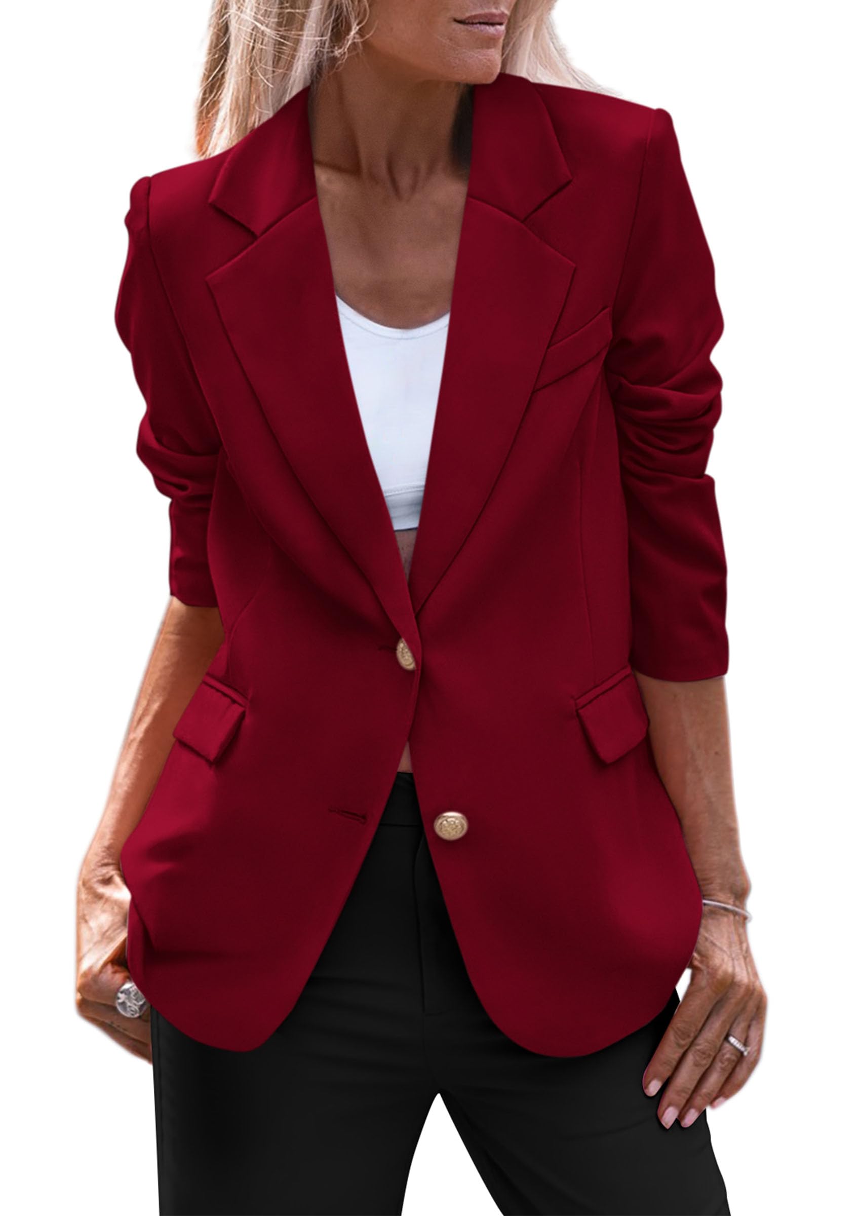 PRETTYGARDEN Women's Spring Fall Business Casual Blazers Long Sleeve Notch Lapel Trendy Work Office Blazer Jackets Outerwear