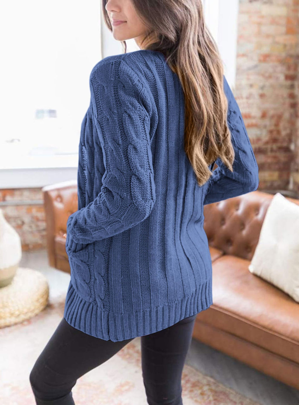 PRETTYGARDEN Women's Open Front Cardigan Sweaters Fall Fashion Button Down Cable Knit Chunky Winter Clothing Outerwear Coats