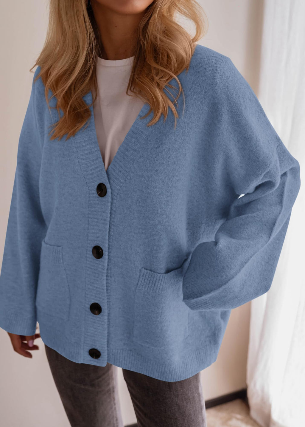 BTFBM Oversized Cardigan Sweaters for Women Trendy Fall Fashion Button Down Long Sleeve Chunky Knit Cardigans