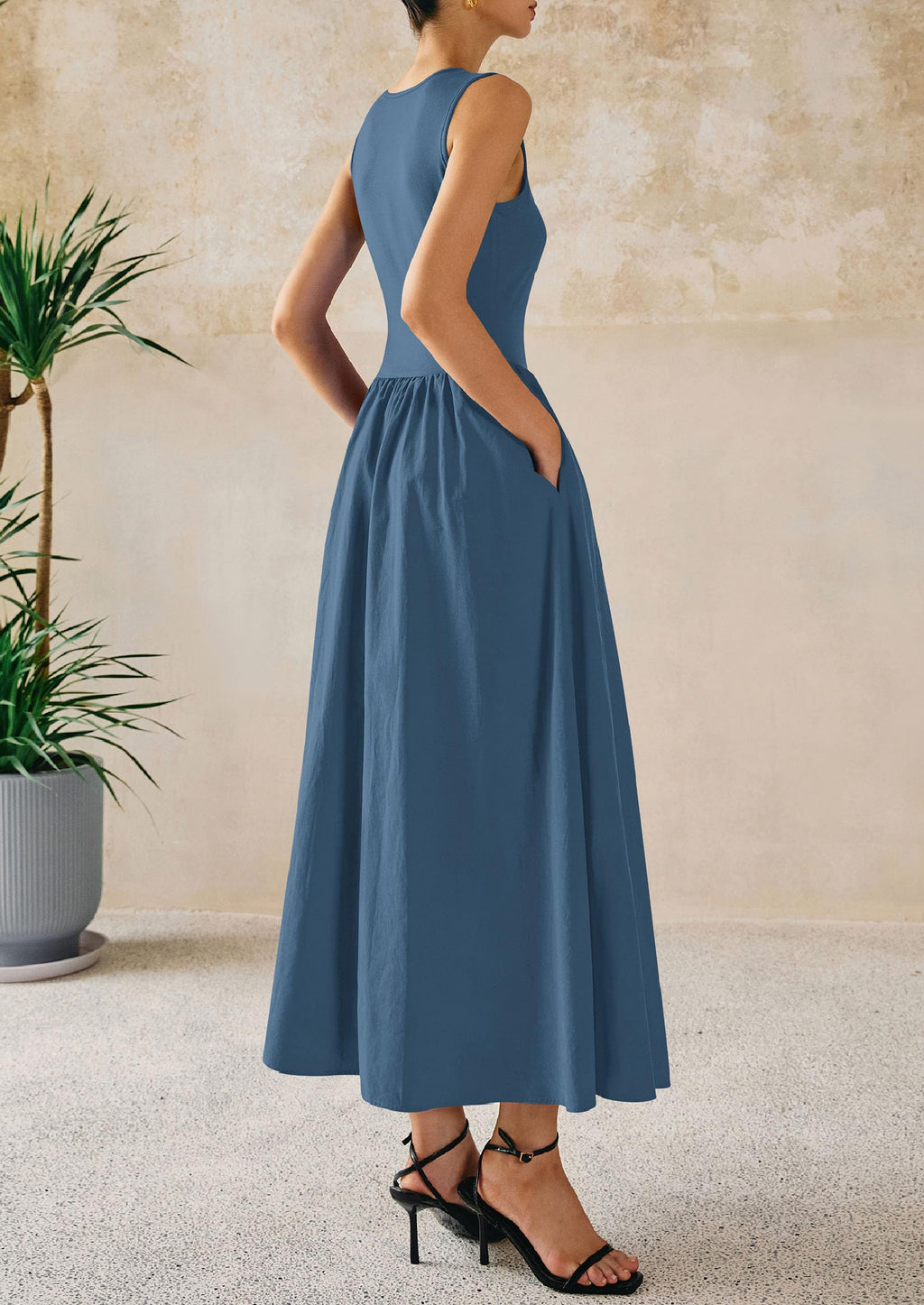 PRETTYGARDEN Maxi Dresses for Women Summer Casual Sleeveless Patchwork Flowy Vacation Sundress Knit Long Work Tank Dress