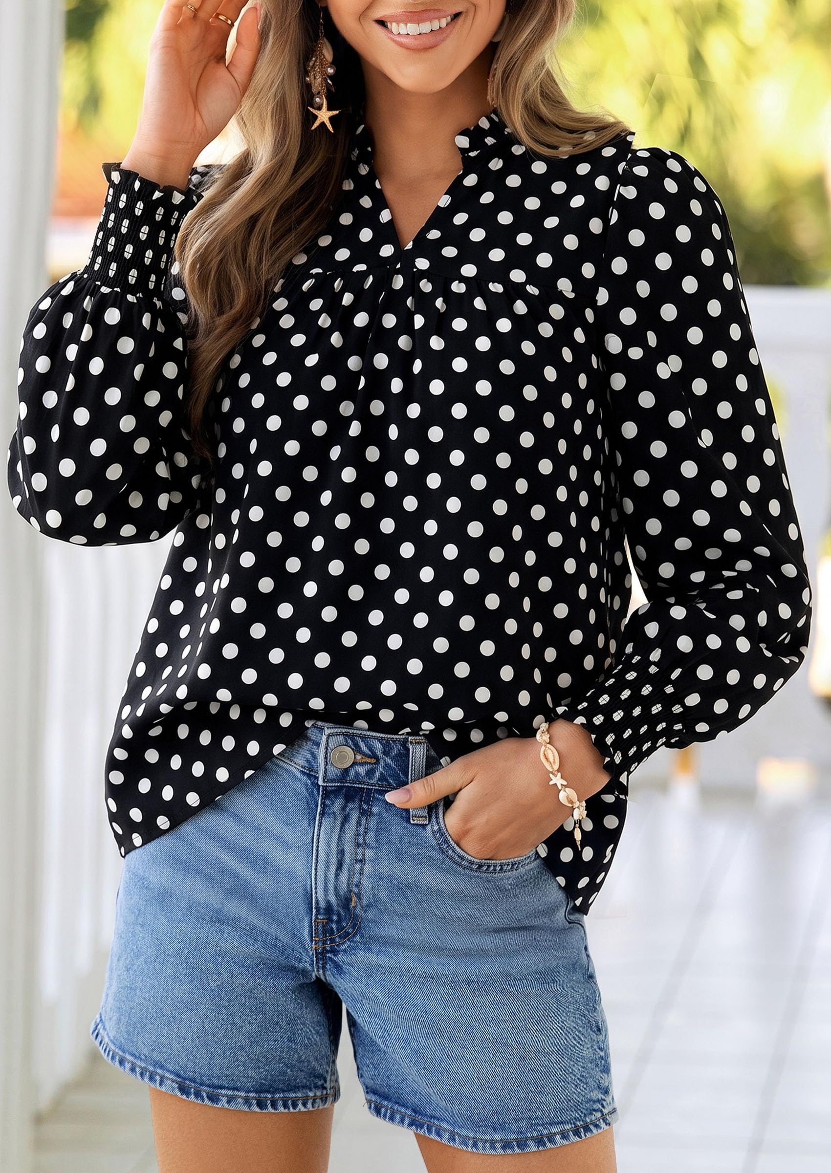 PRETTYGARDEN Women's Boho Floral Blouses Dressy Casual