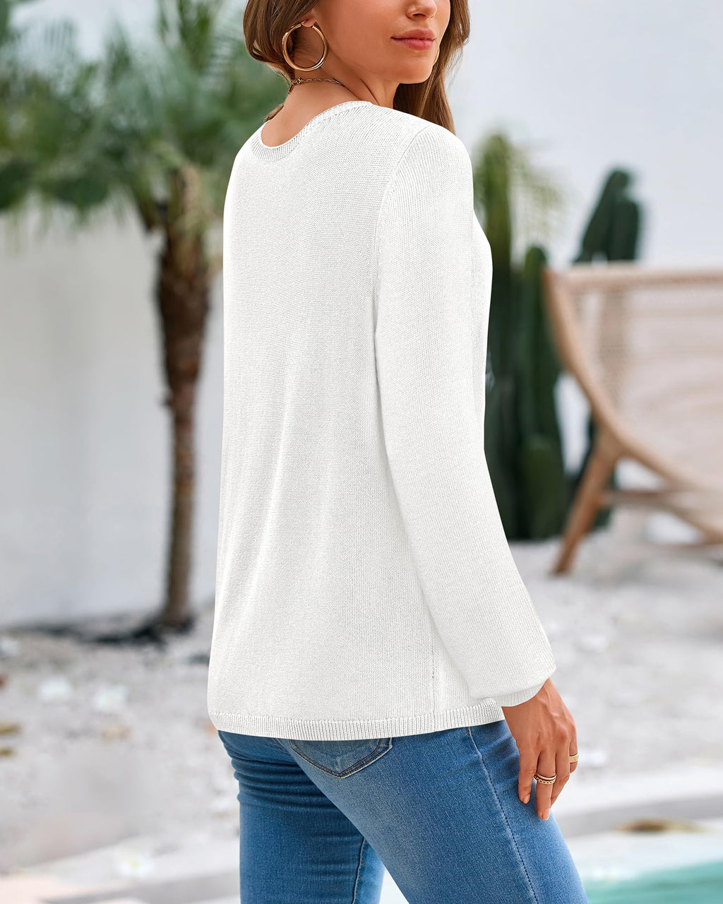 BTFBM Womens Long Sleeve Crew Neck Sweaters Spring Casual Classic Soft Loose Fit Basic Pullover Jumper Knit Top