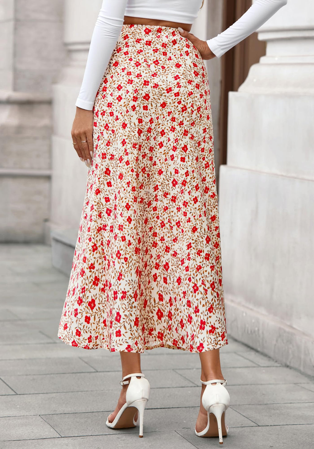 FreshPretty Satin Skirts for Women Trendy Spring Summer High Waisted Leopard Print Cocktail Wedding Long Silk Midi Skirt