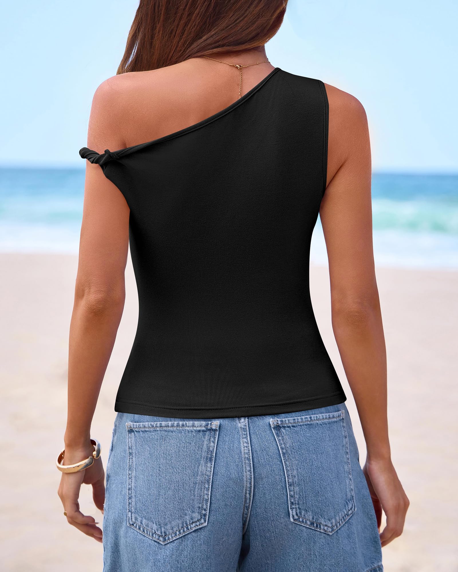 FreshPretty Off The Shoulder Tops for Women Cute Summer Casual Sleeveless Slim Fit y2k Spring Outfits Going Out Tank Top