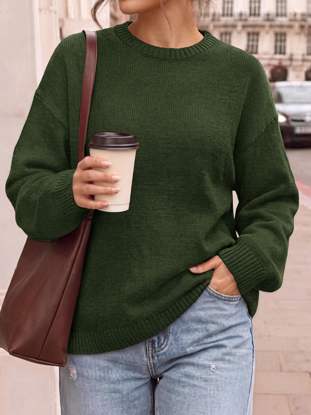 BTFBM Oversized Sweaters for Women Fall Clothes Crewneck Winter Outfits Drop Shoulder Tunics, Long Sleeve Pullover Tops, Loose Fit Tunic Tops, Casual Cozy Fashion Clothing, Going Out Outfits