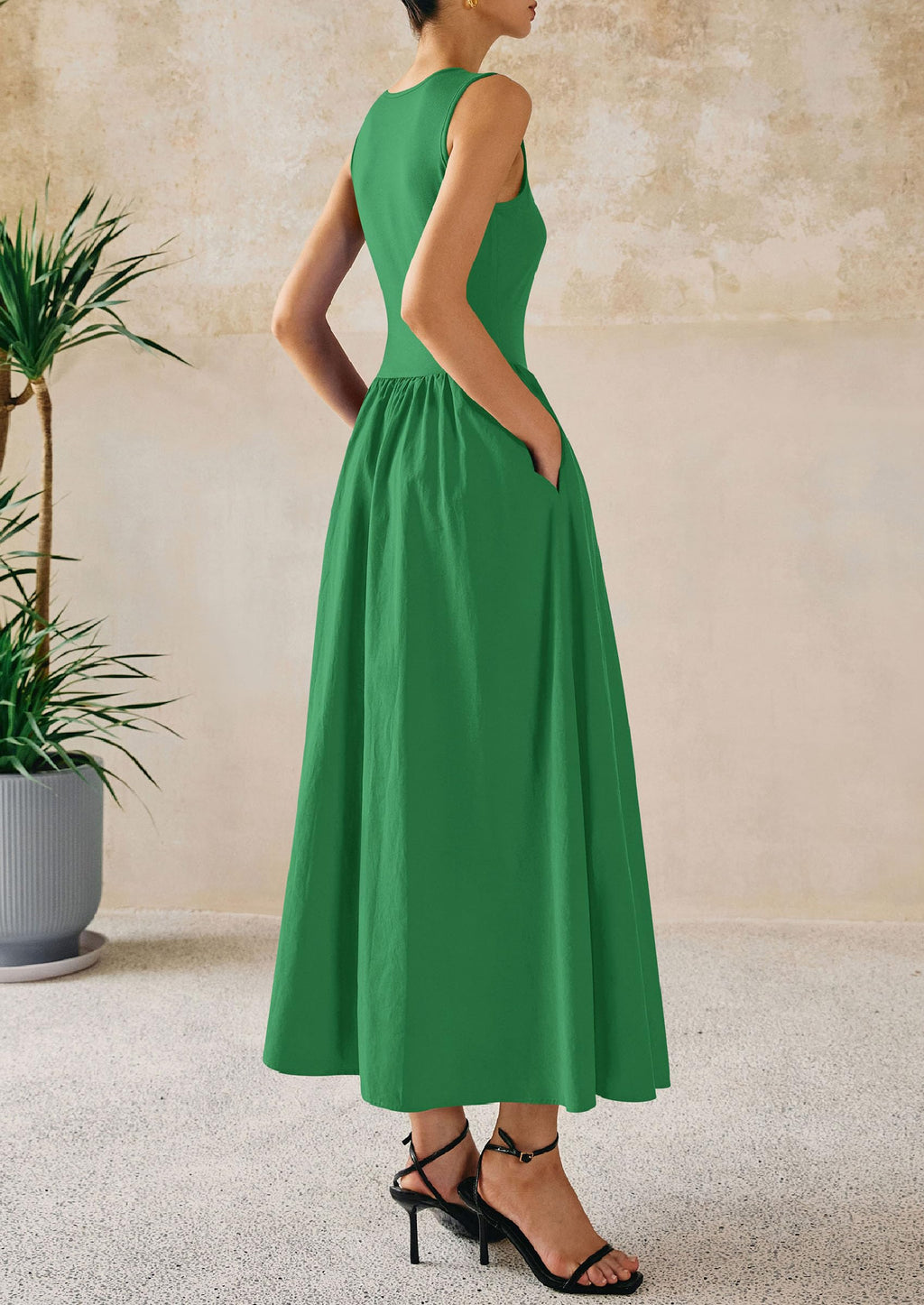 PRETTYGARDEN Maxi Dresses for Women Summer Casual Sleeveless Patchwork Flowy Vacation Sundress Knit Long Work Tank Dress