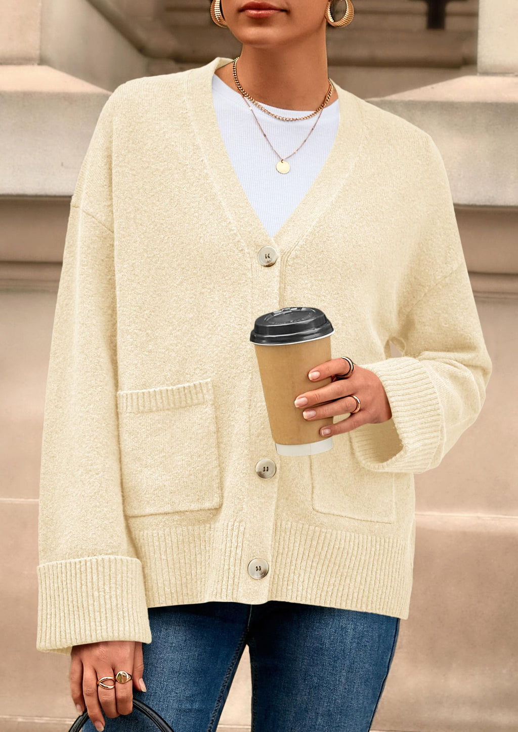 PRETTYGARDEN Women's Oversized Cardigan Sweaters Trendy Chunky Knit Long Sleeve V Neck Button Down Fall Winter Outfits