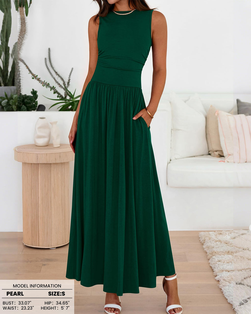 BTFBM Summer Maxi Dresses for Women Spring Sleeveless Casual Ruched High Waisted Long Sundress Flowy Beach Dress