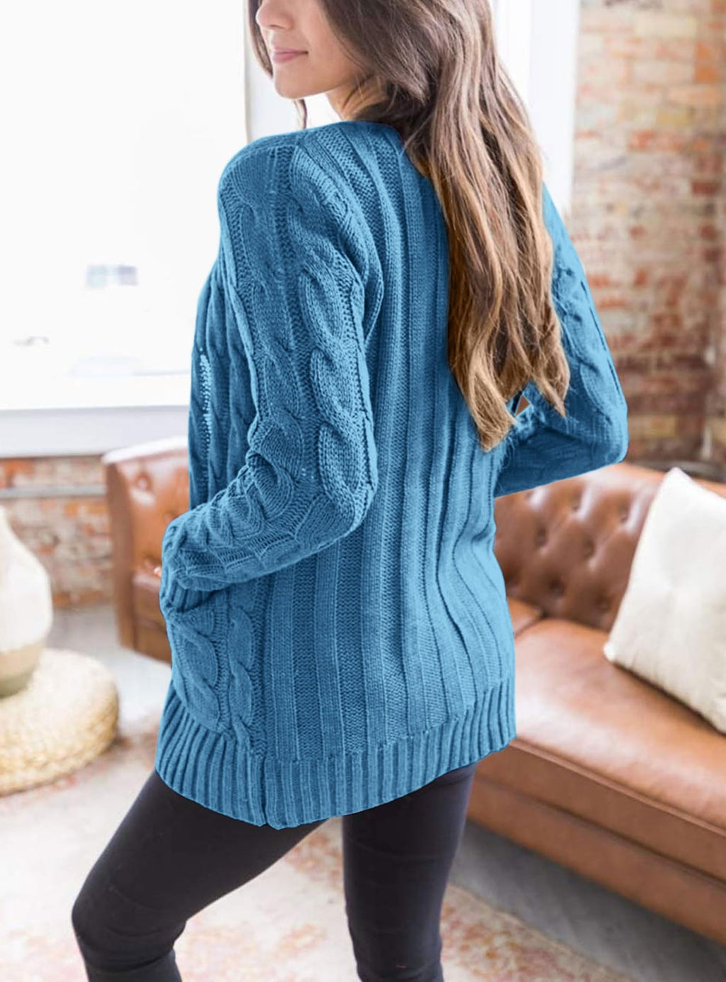 PRETTYGARDEN Women's Open Front Cardigan Sweaters Fall Fashion Button Down Cable Knit Chunky Winter Clothing Outerwear Coats