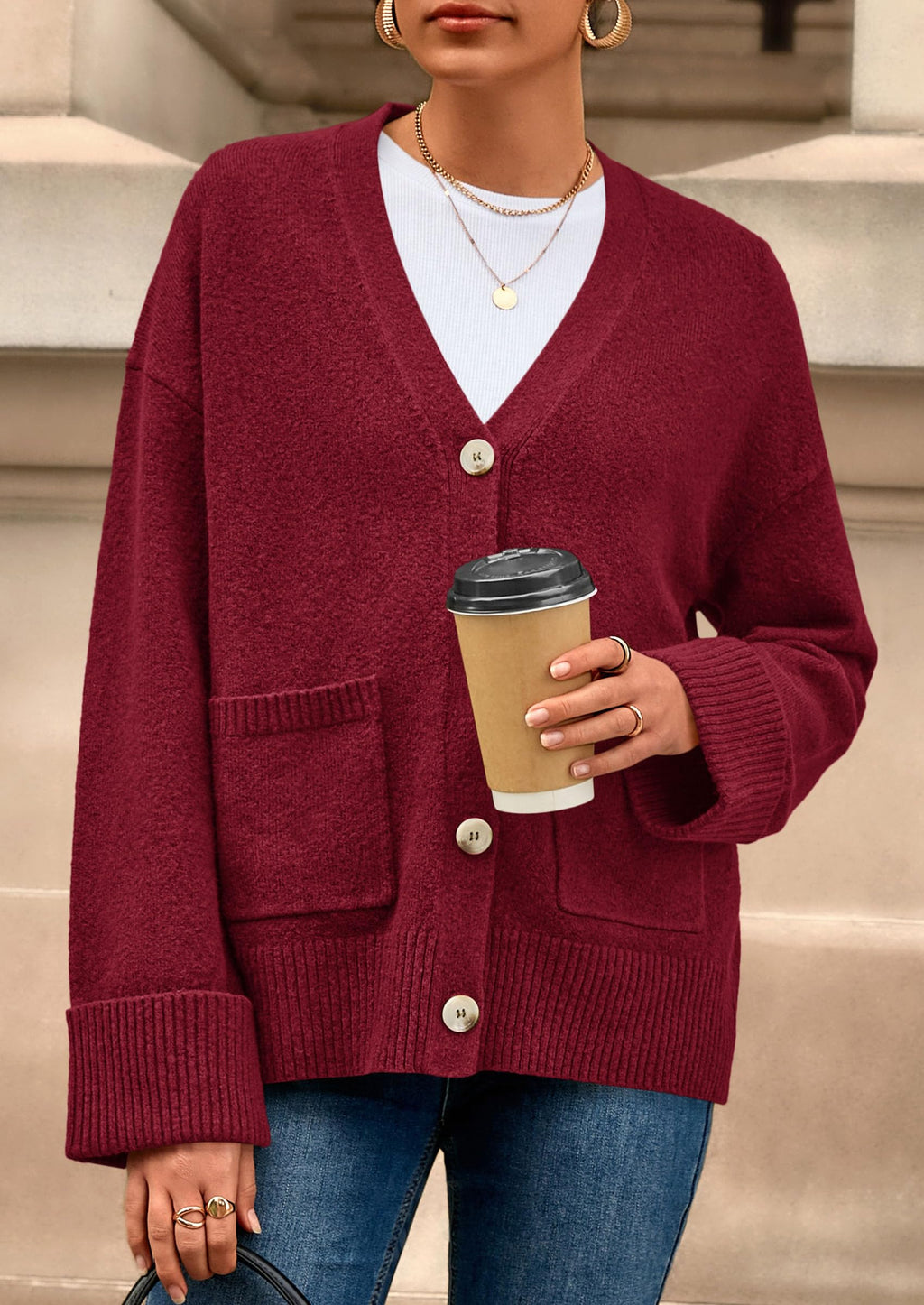 PRETTYGARDEN Women's Oversized Cardigan Sweaters Trendy Chunky Knit Long Sleeve V Neck Button Down Fall Winter Outfits