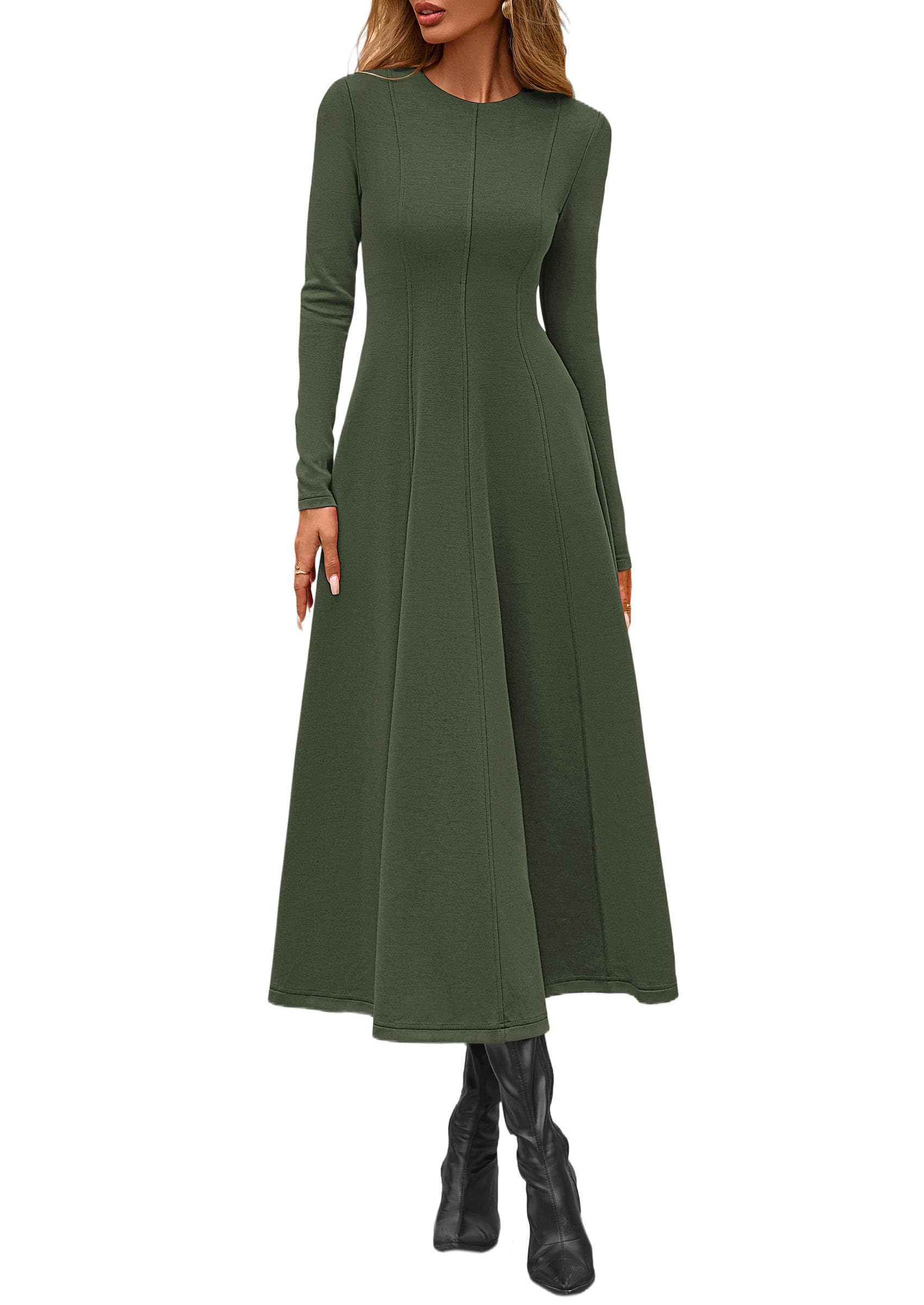 PRETTYGARDEN Cocktail Dresses for Women  Elegant Classy Fall Long Sleeve Midi A Line Flowy Modest Winter Party Dress
