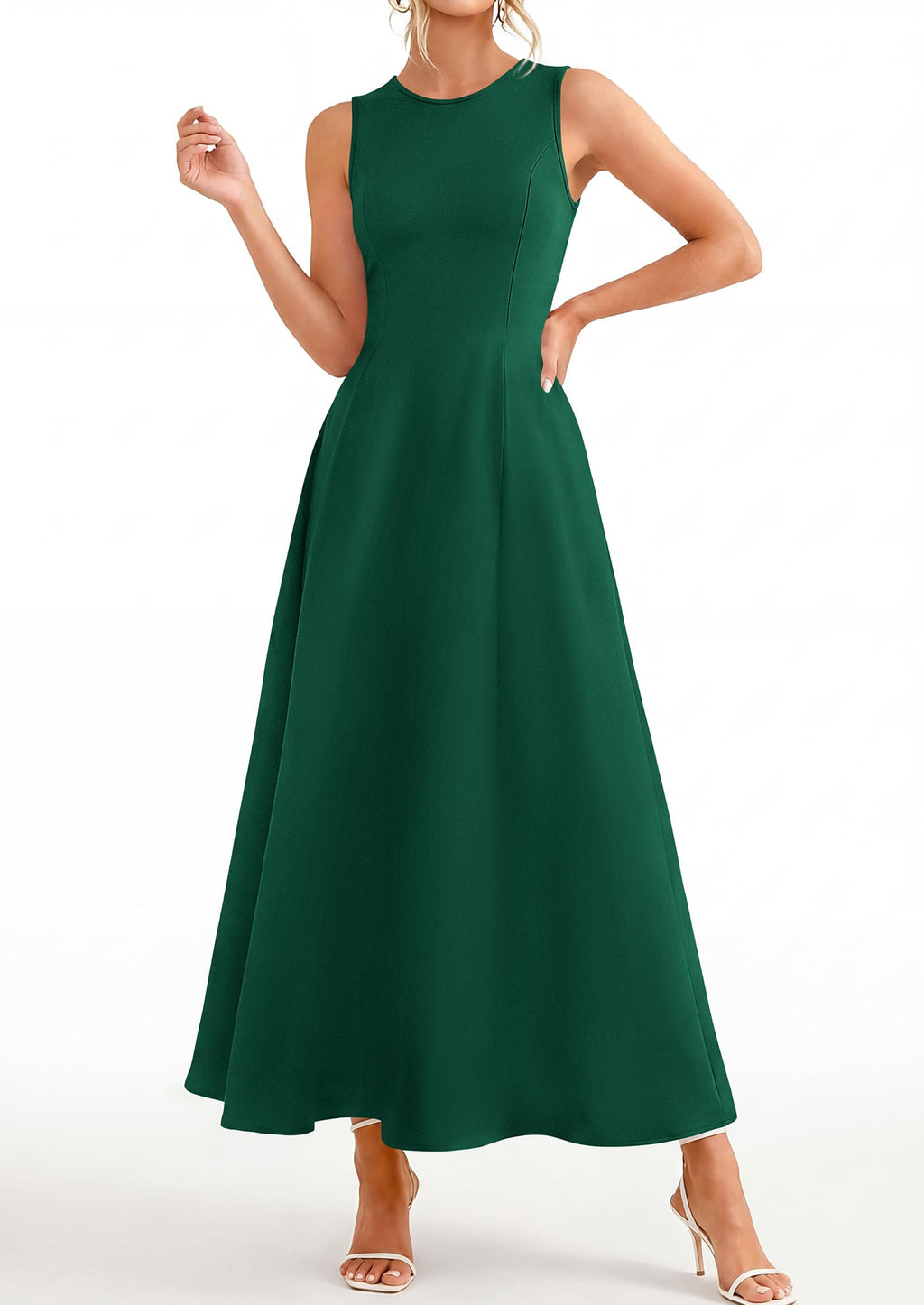 PRETTYGARDEN Women's Maxi Dress Summer Wedding Guest Spring A Line Long Tank Flowy Modest Sleeveless Cocktail Dresses