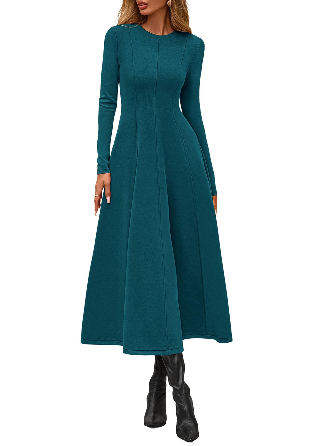 PRETTYGARDEN Cocktail Dresses for Women  Elegant Classy Fall Long Sleeve Midi A Line Flowy Modest Winter Party Dress