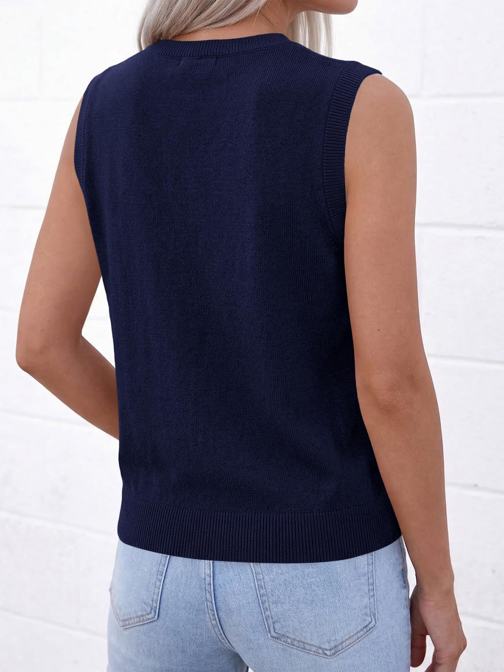 BTFBM Sweater Vest Women Casual Crewneck Loose Button Down Knit Sleeveless Cardigan Spring Clothes Summer Vest Tops