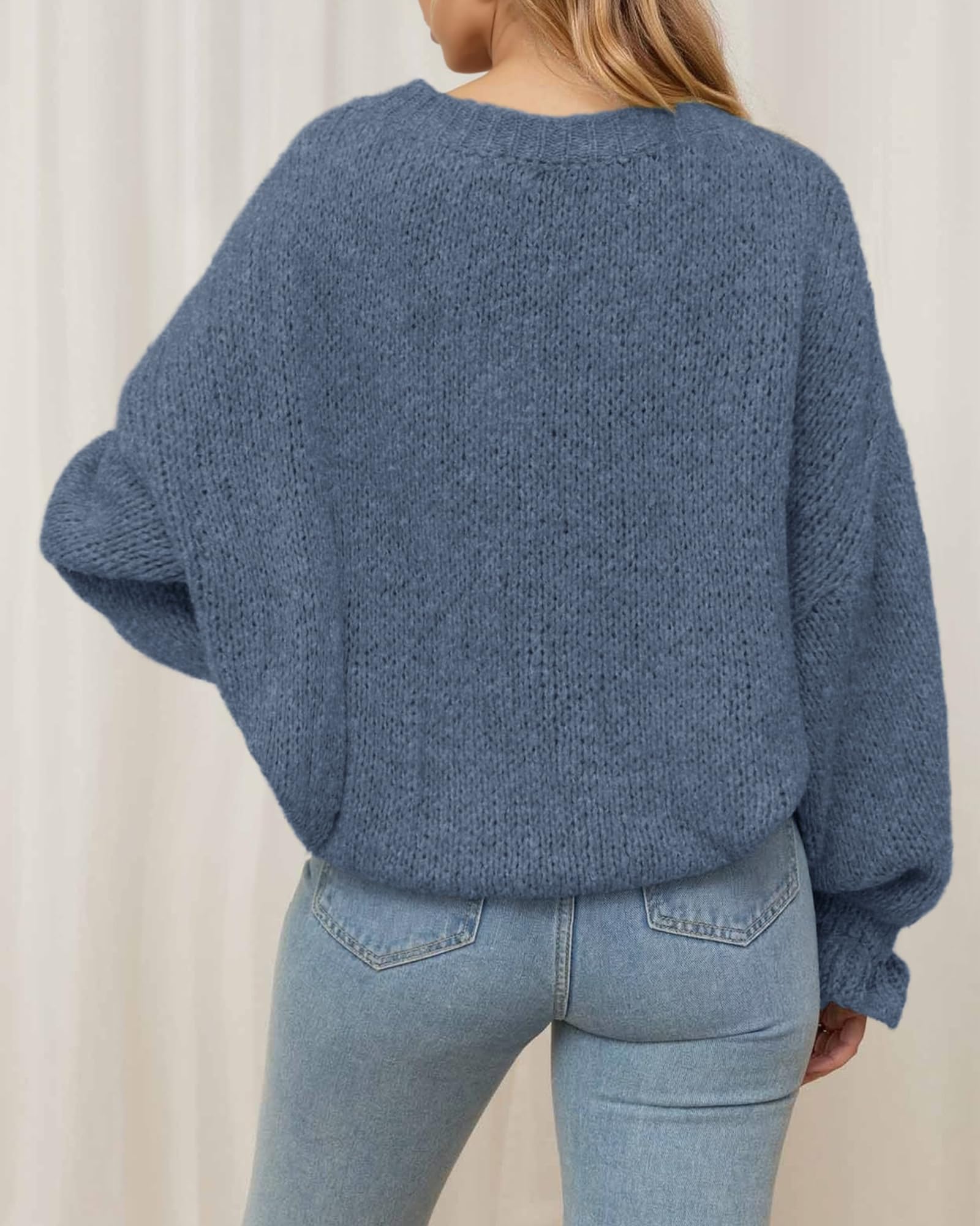 BTFBM Women's Oversized Sweater Crewneck Fall Winter Long Sleeve Fuzzy Warn Knit Pullover Sweaters Trendy Outfits