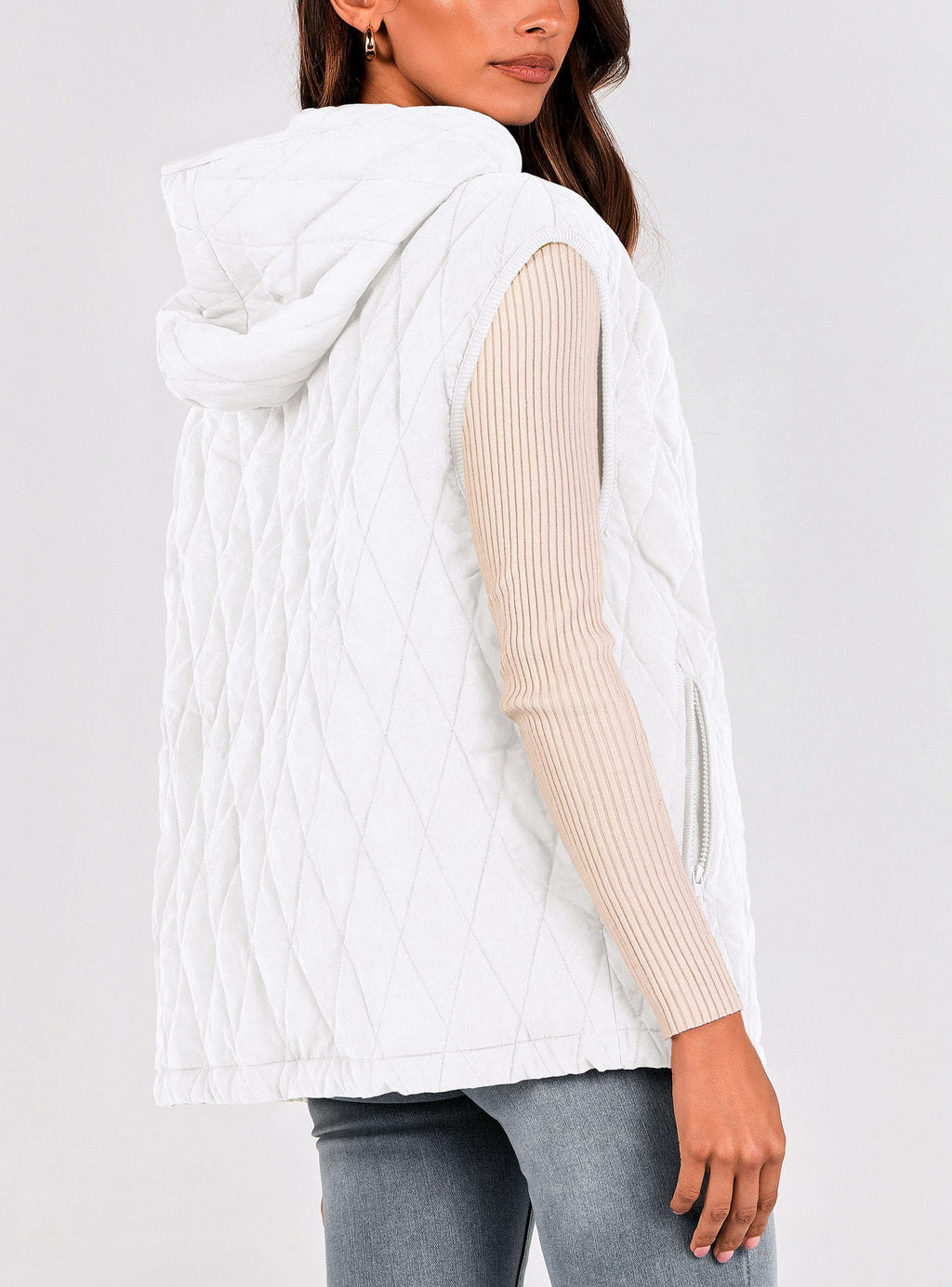 PRETTYGARDEN Women's Fall Spring Vest Casual Sleeveless Hooded Zip Up Jacket Trendy Winter Coat Outerwear