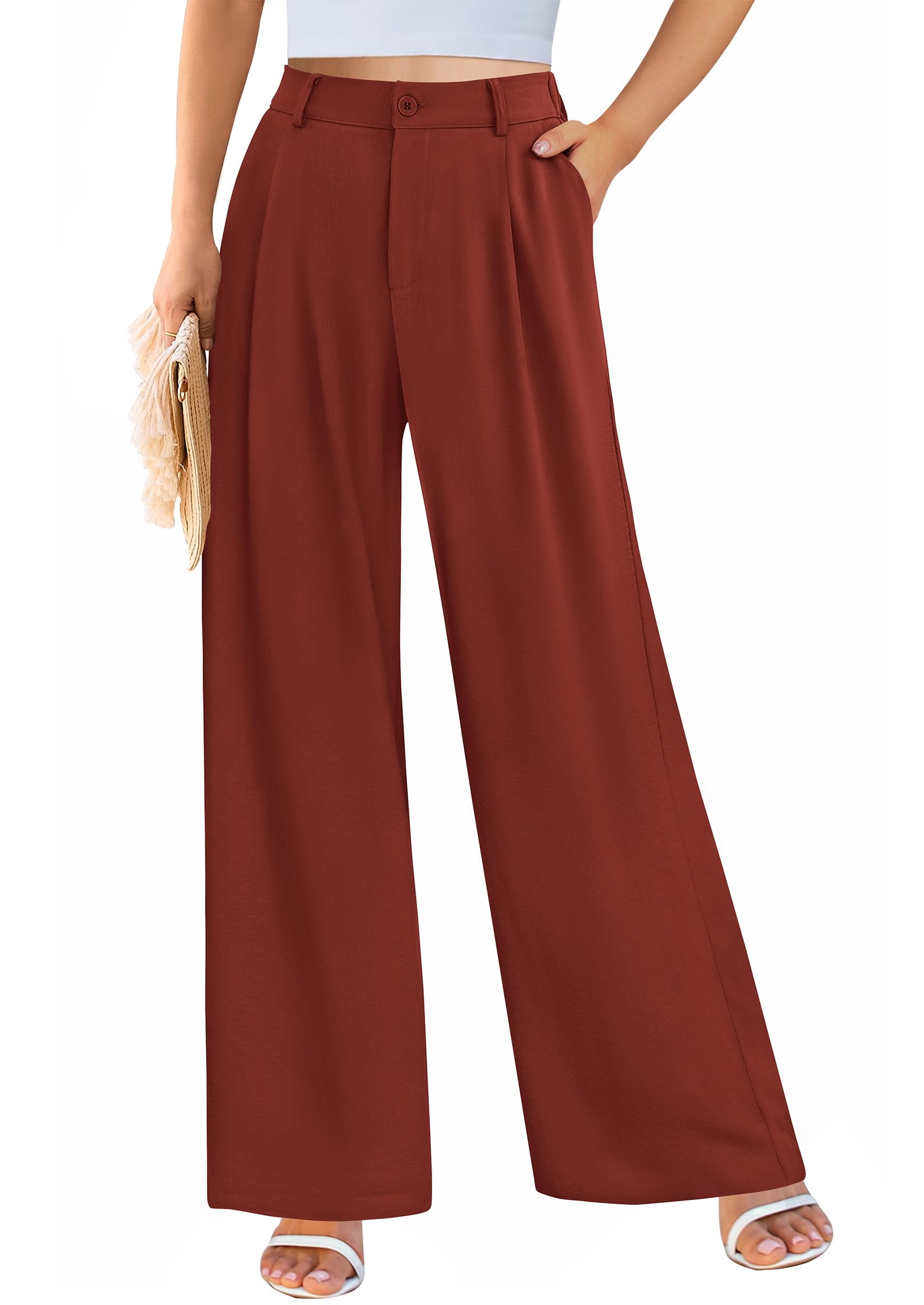 PRETTYGARDEN Wide Leg Pants for Women Trendy Fall High Waisted Business Casual Outfits Work Pant Trousers