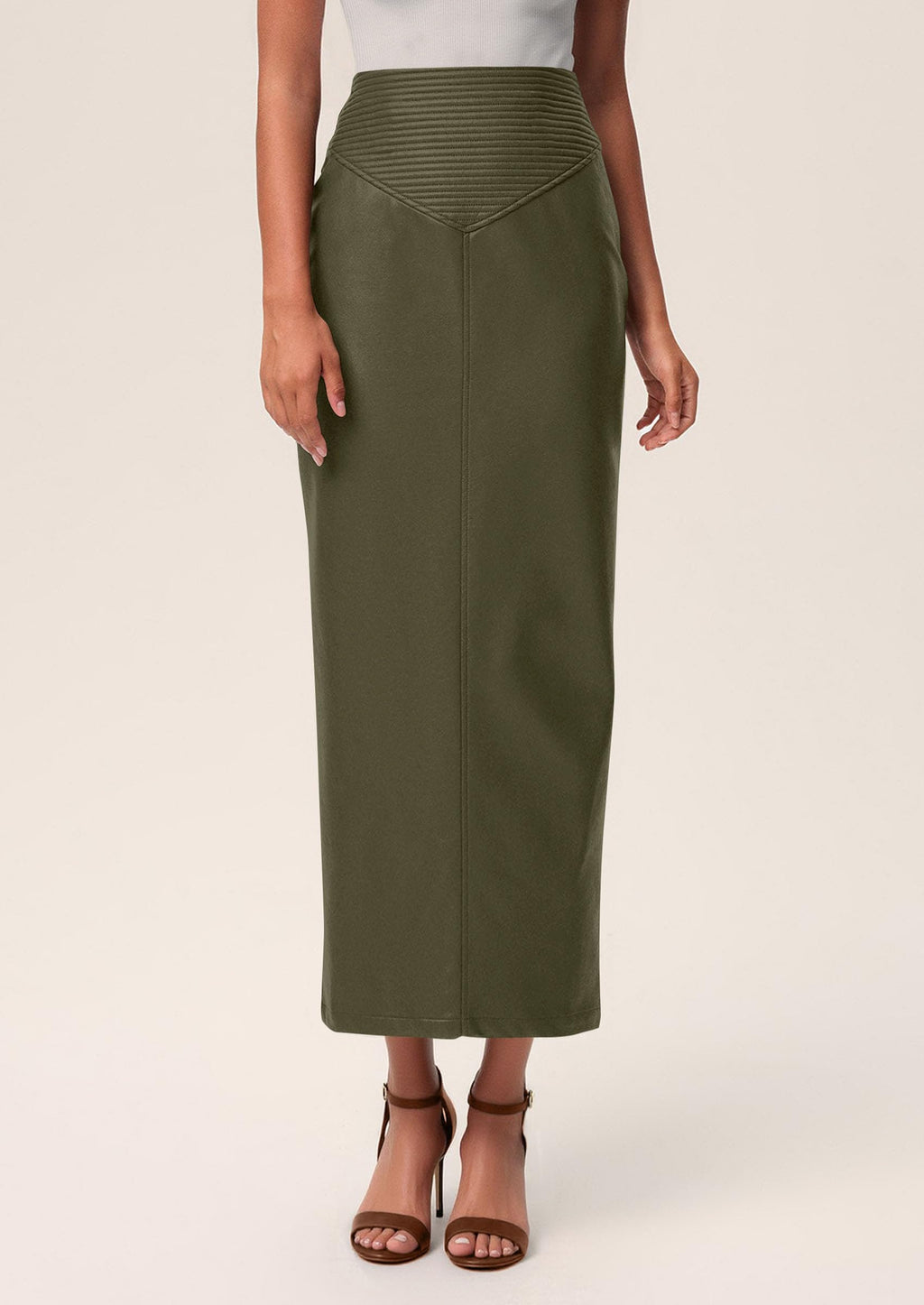 PRETTYGARDEN Long Skirts for Women Fall Fashion Clothing Faux Leather High Waist Dressy Casual Slit Pencil Maxi Skirt