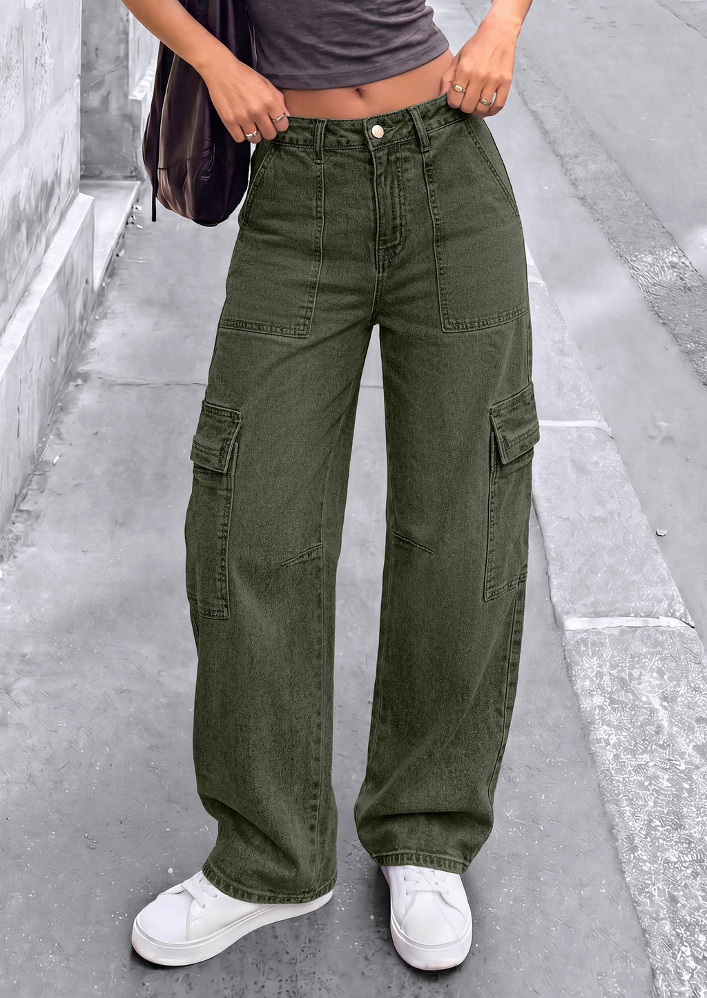 PRETTYGARDEN Barrel Pants Women Wide Leg Baggy Denim Jeans Relaxed Fit,Utility Pockets,Loose Streetwear,Boyfriend Style,Y2K Outfits,Fashion Cargo Pants,Fall Clothes