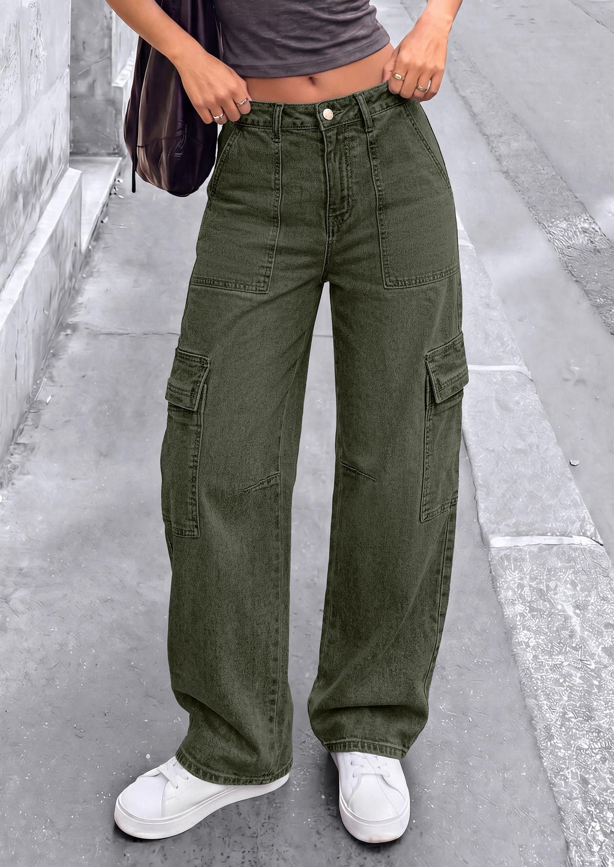 PRETTYGARDEN Barrel Pants Women Wide Leg Baggy Denim Jeans Relaxed Fit,Utility Pockets,Loose Streetwear,Boyfriend Style,Y2K Outfits,Fashion Cargo Pants,Fall Clothes