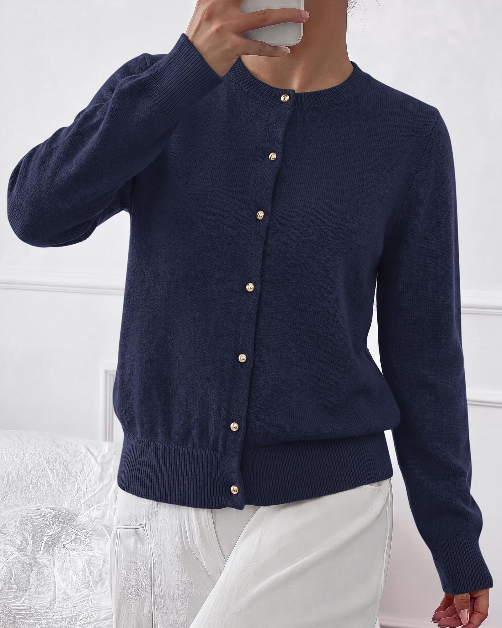 BTFBM Button Cardigan Sweaters for Women Fall Clothes Ribbed Knit Open Front Cardigan, Long Sleeve Sweater, Cozy Soft Stretchy Outerwear, Relaxed Fit, Trendy Winter Outfits