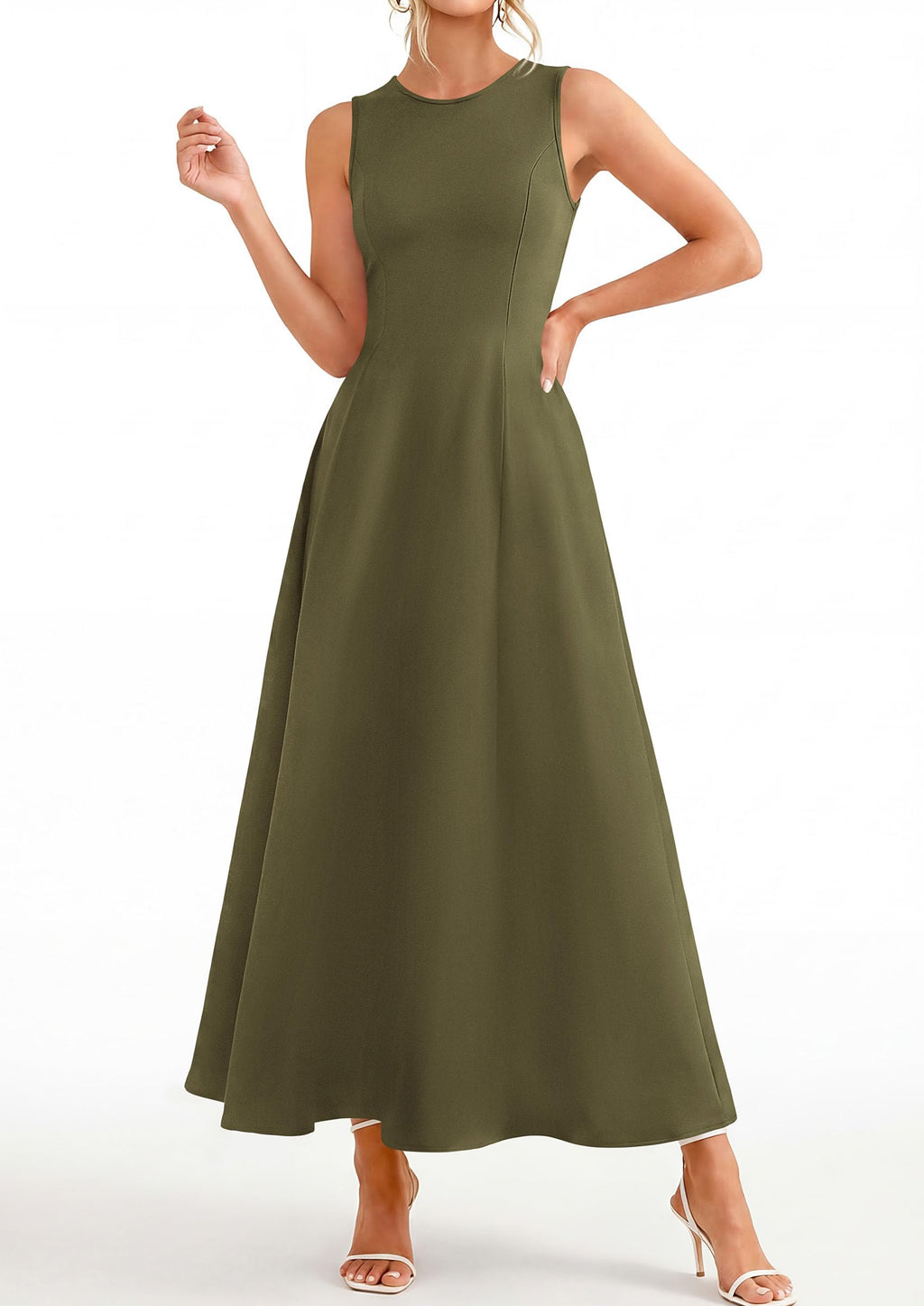 PRETTYGARDEN Women's Maxi Dress Summer Wedding Guest Spring A Line Long Tank Flowy Modest Sleeveless Cocktail Dresses