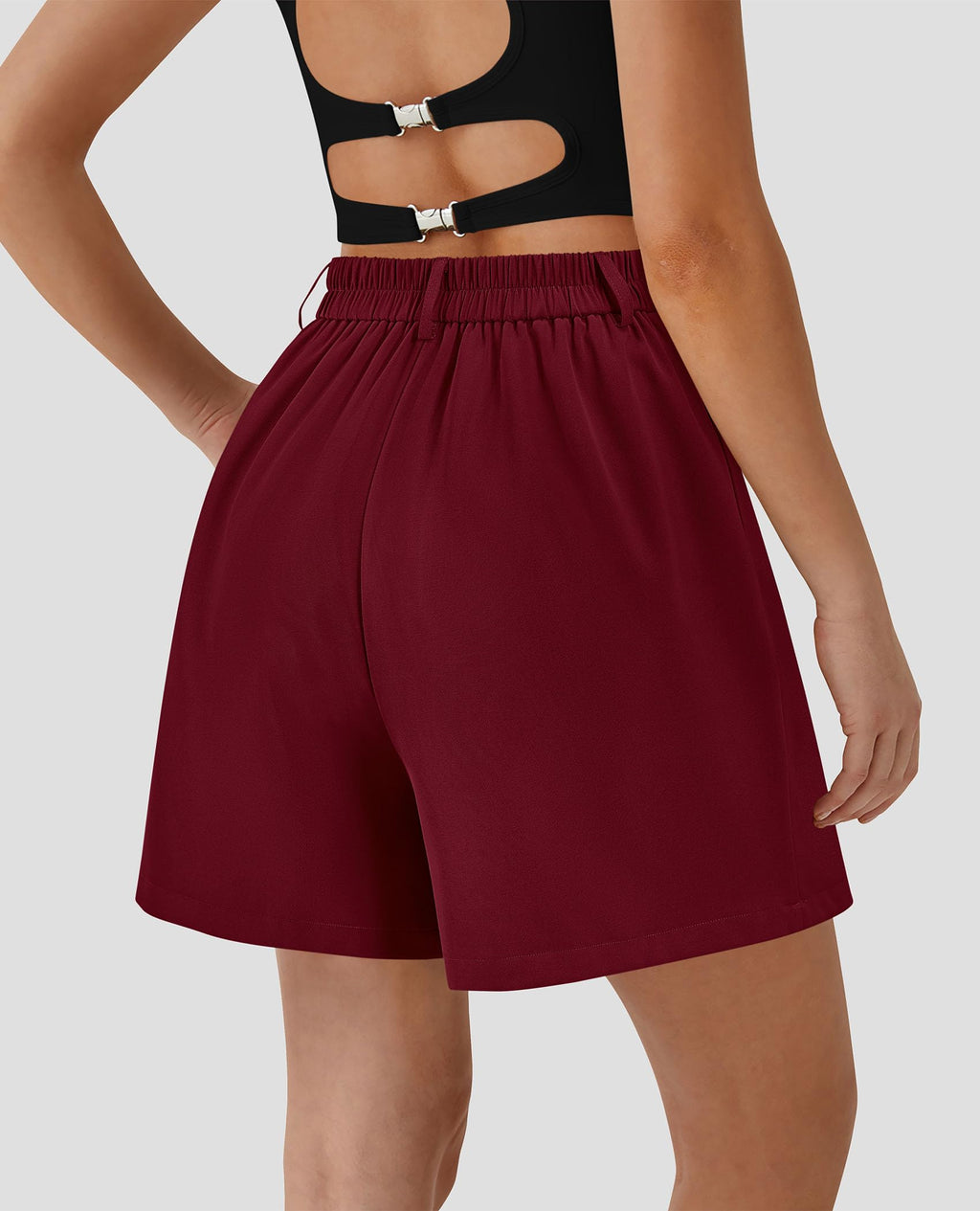 PRETTYGARDEN Shorts for Women Dressy Summer Elastic High Waisted Wide Leg Business Casual Work Shorts with Pockets