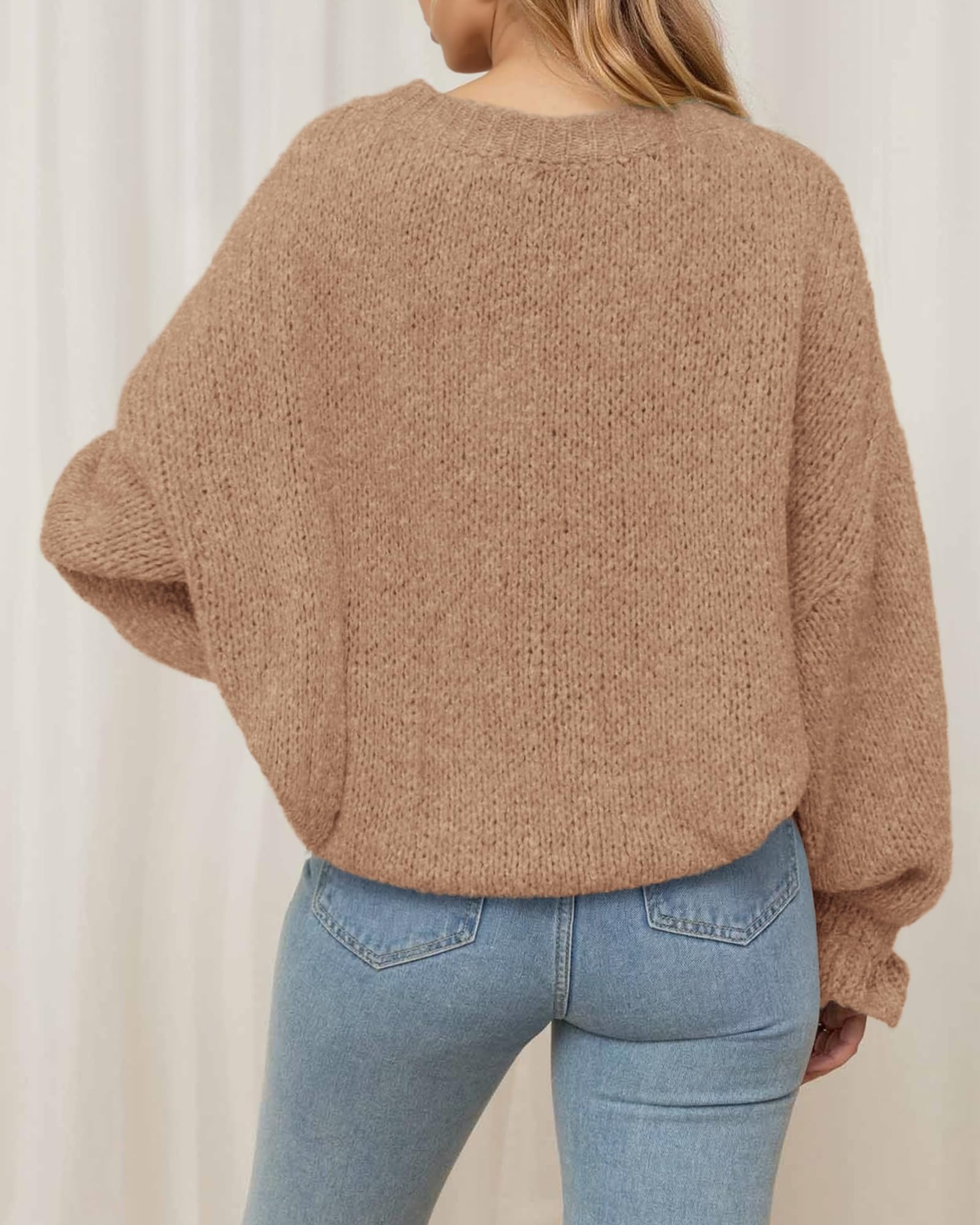 BTFBM Women's Oversized Sweater Crewneck Fall Winter Long Sleeve Fuzzy Warn Knit Pullover Sweaters Trendy Outfits
