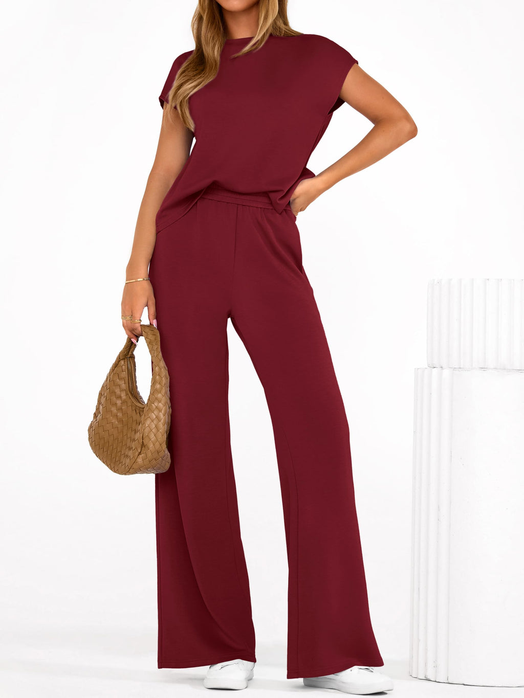 PRETTYGARDEN Womens 2 Piece Outfits Casual Cap Sleeve Lounge Set Summer Tracksuits Matching Sets Beach Fashion Travel Clothes