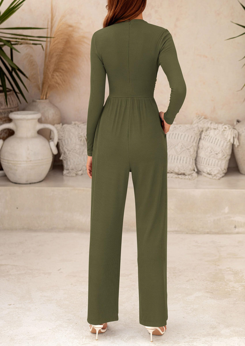 PRETTYGARDEN Womens Jumpsuit Dressy Casual Spring Fall Fashion One Piece Outfits Long Sleeve Mock Neck Wide Leg Pants Rompers