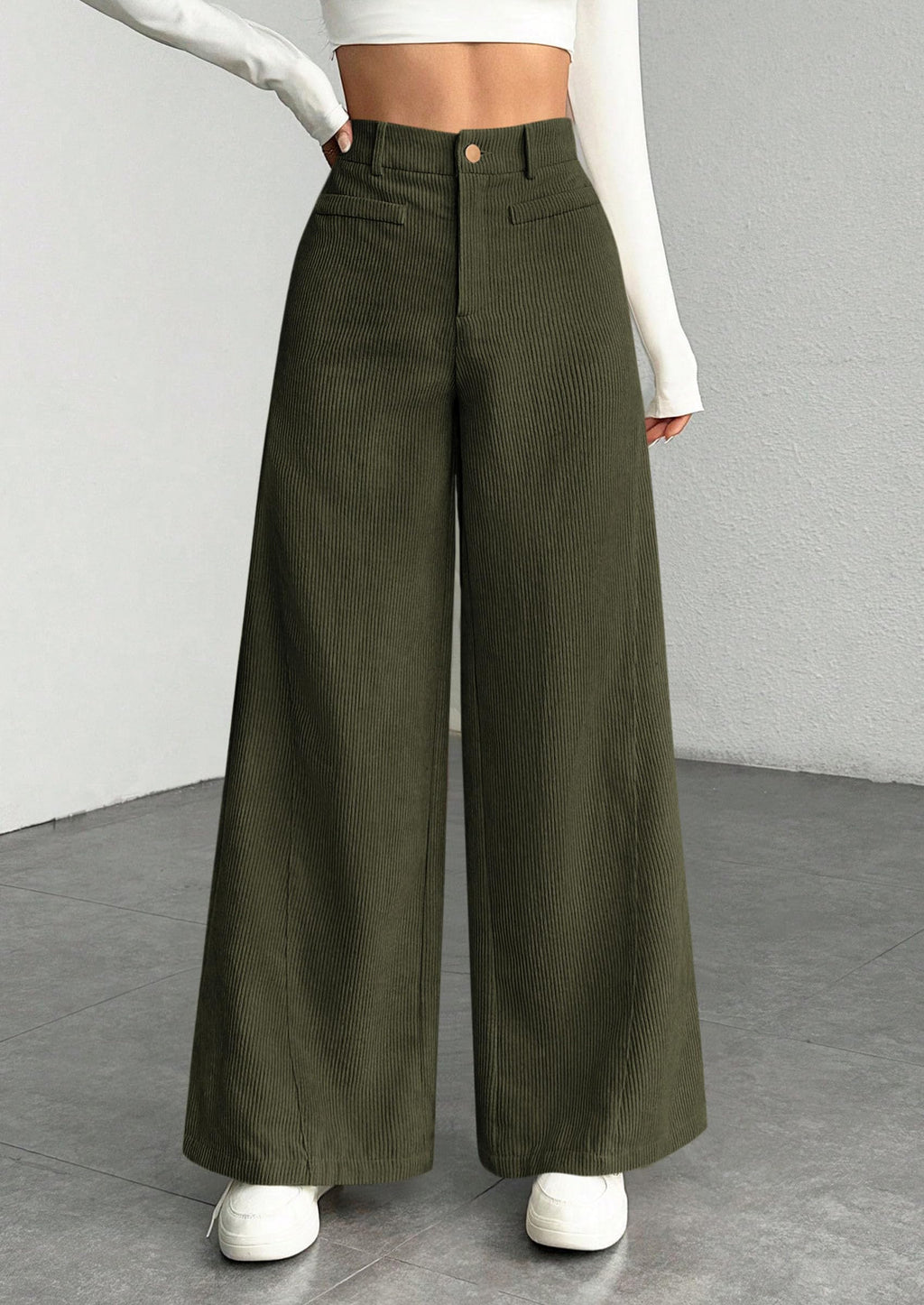 PRETTYGARDEN Women's High Waisted Corduroy Pants Casual
