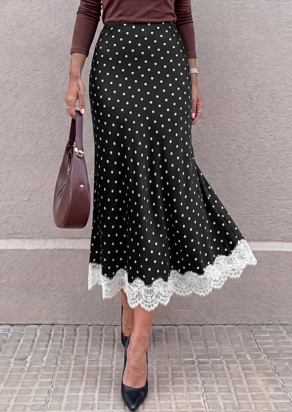 PRETTYGARDEN Women's Flowy Satin Midi A Line Skirt