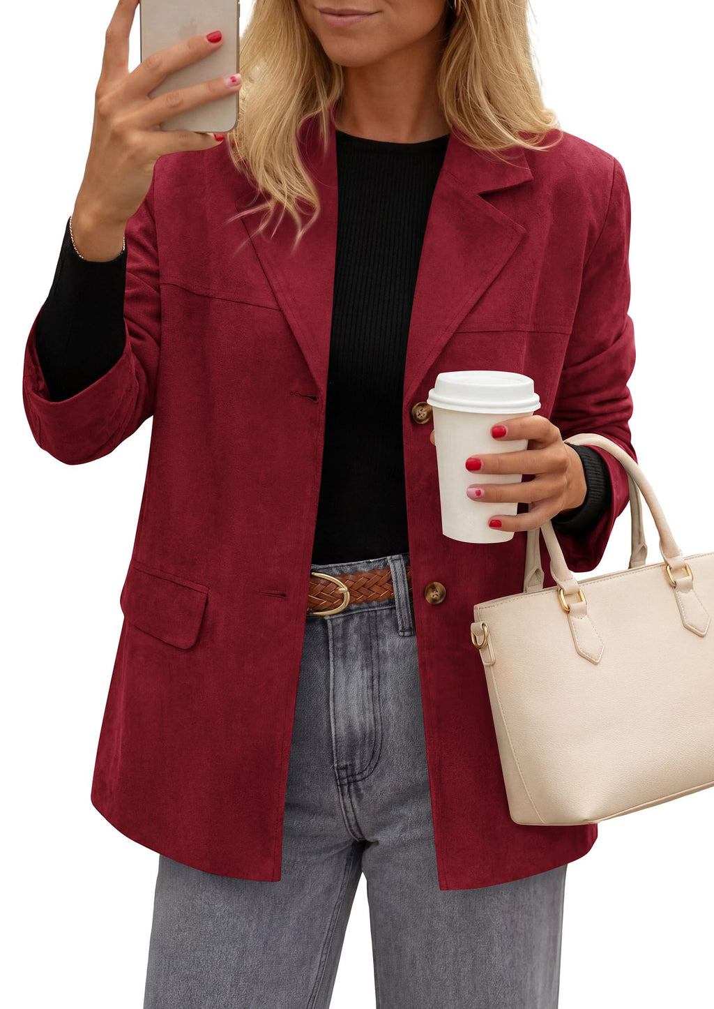 PRETTYGARDEN Women's Faux Suede Western Blazer Jacket
