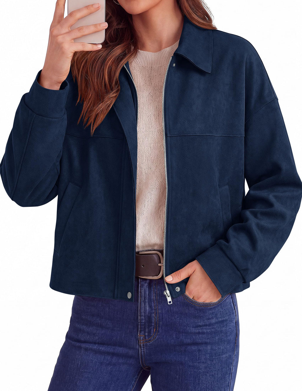 PRETTYGARDEN Women's Faux Suede Cropped Fall Jackets