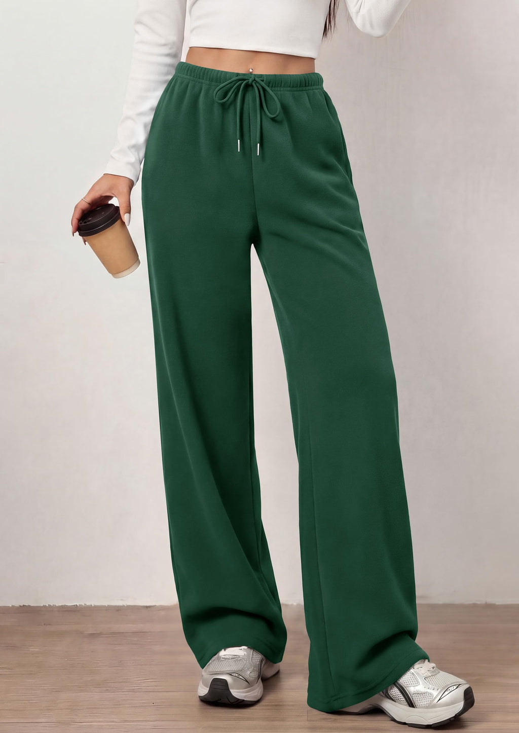 PRETTYGARDEN Womens Wide Leg Sweatpants Fleece Lounge Pants | Elastic Drawstring Waist,Baggy Jogger Yoga Sweat pants,Pockets,Fall Winter Clothes,Loose Daily Casual & Loungewear Trousers