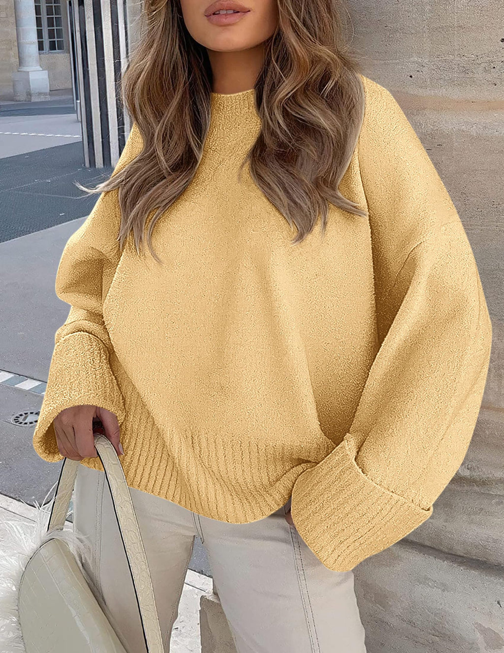 PRETTYGARDEN Women's Fall Oversized Sweaters Casual Crewneck Pullover Long Sleeve Fuzzy Chunky Knit Tops Blouse