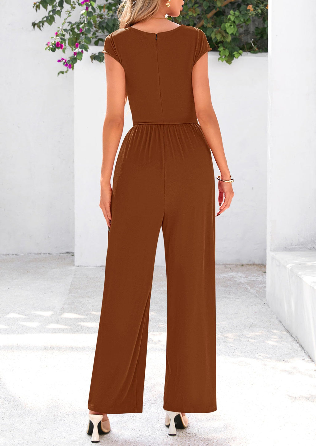 PRETTYGARDEN Summer Jumpsuits for Women Dressy Ribbed Cap Sleeve Wide Leg Pants Rompers Elegant Casual One Piece Outfits
