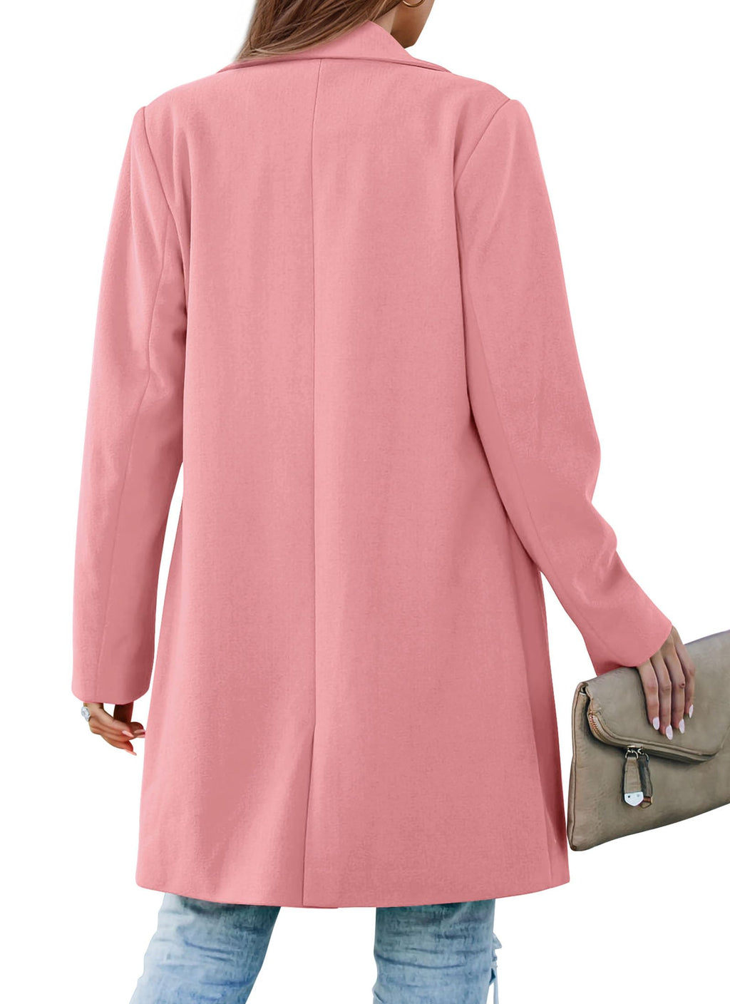PRETTYGARDEN Women's Spring Fall Long Blazer Jackets Long Sleeve Lapel Pockets Loose Fit Work Casual Blazers Outerwear