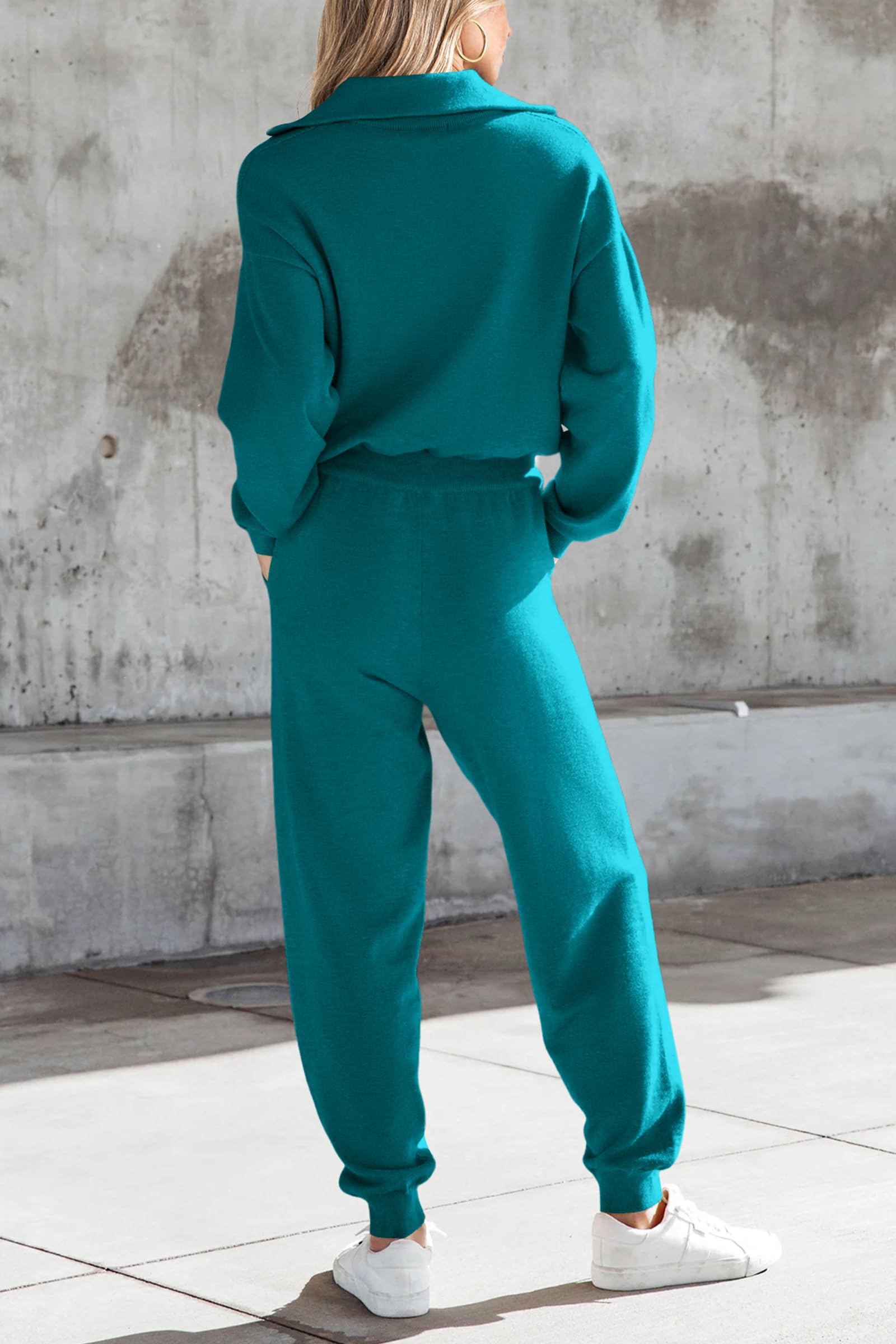 PRETTYGARDEN Women's 2 Piece Sweater Set Pullover Zip Up Sweatshirt Jogger Sweatpants Tracksuit Casual Outfit